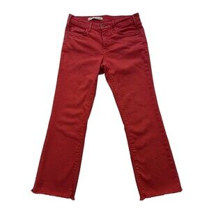 Anthropologie Pilcro Letterpress Straight Skinny Jeans Red Frayed Hem 29 Approx